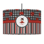 Ladybugs & Stripes 12" Drum Pendant Lamp - Fabric (Personalized)