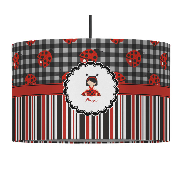 Ladybugs & Stripes 12" Drum Lampshade - PENDANT (Fabric)