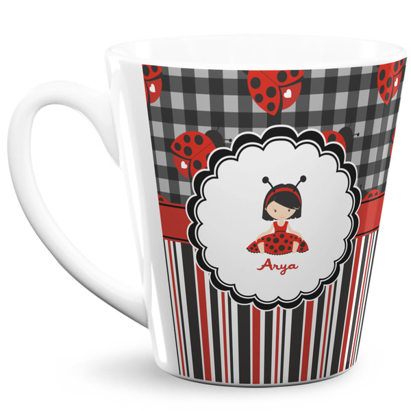 Custom Ladybugs & Stripes 12 Oz Latte Mug (Personalized)