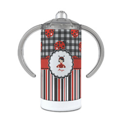 Ladybugs & Stripes 12 oz Stainless Steel Sippy Cup (Personalized)
