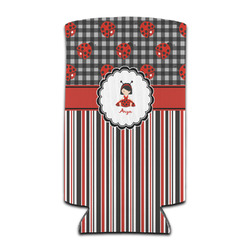 Ladybugs & Stripes Can Cooler (tall 12 oz) (Personalized)
