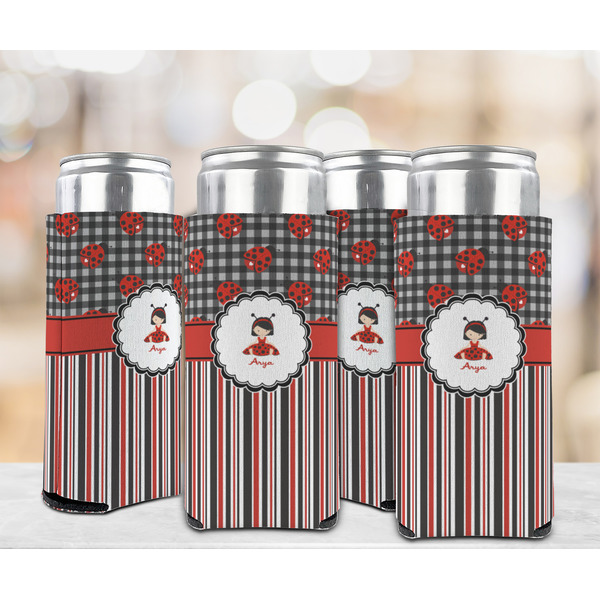 Ladybugs & Stripes 12oz Tall Can Sleeve - Set of 4 - LIFESTYLE