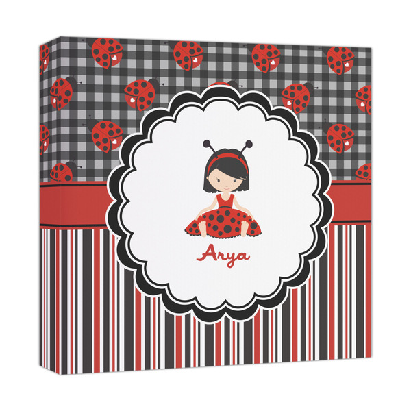 Custom Ladybugs & Stripes Canvas Print - 12x12 (Personalized)