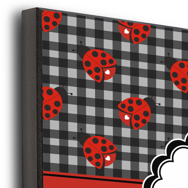 Ladybugs & Stripes 12x12 Wood Print - Closeup