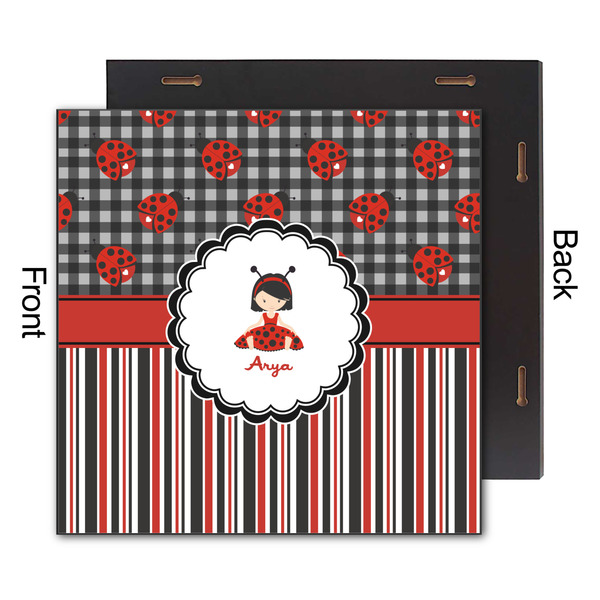 Ladybugs & Stripes 12x12 Wood Print - Front & Back View