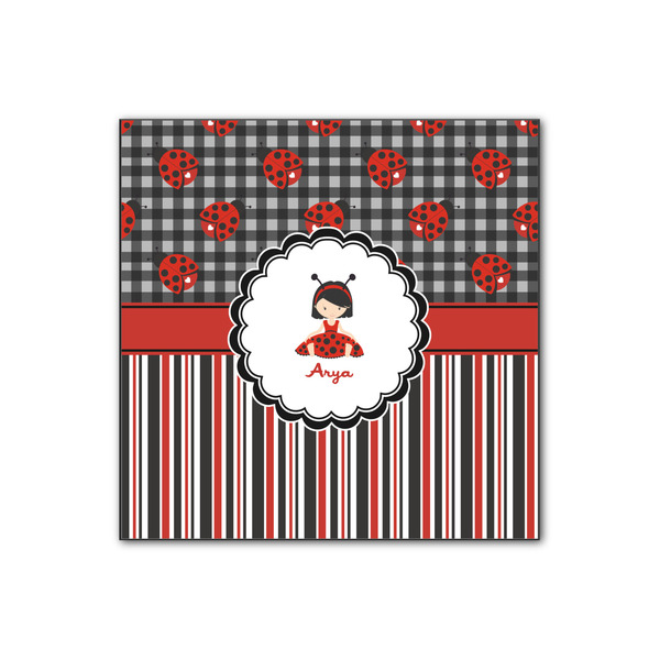 Custom Ladybugs & Stripes Wood Print - 12x12 (Personalized)