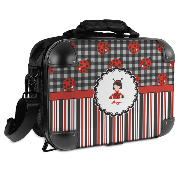 Custom Ladybugs & Stripes Hard Shell Briefcase (Personalized)