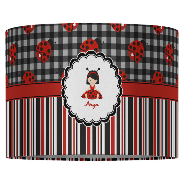 Ladybugs & Stripes 16" Drum Lampshade - FRONT (Fabric)