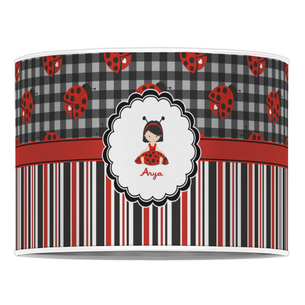 Ladybugs & Stripes 16" Drum Lampshade - FRONT (Poly Film)