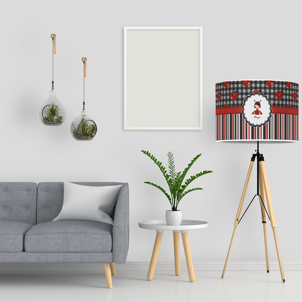 Ladybugs & Stripes 16" Drum Lampshade - LIFESTYLE