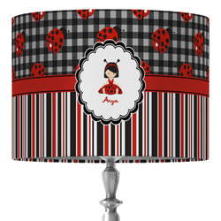 Ladybugs & Stripes 16" Drum Lamp Shade - Fabric (Personalized)
