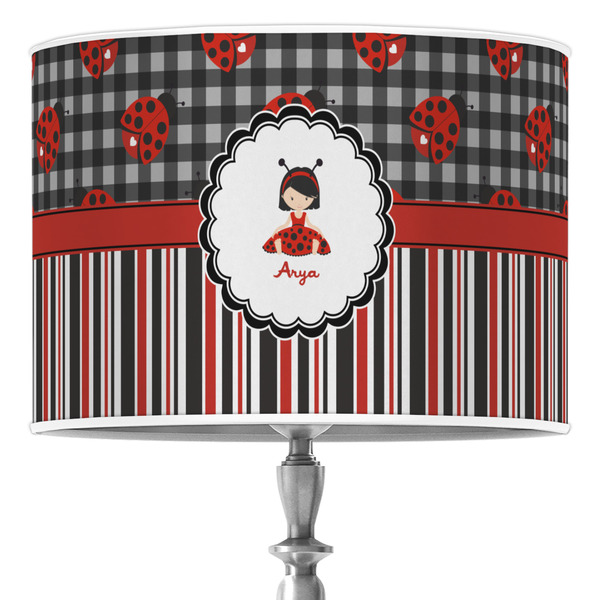 Custom Ladybugs & Stripes 16" Drum Lamp Shade - Poly-film (Personalized)