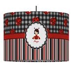 Ladybugs & Stripes 16" Drum Pendant Lamp - Fabric (Personalized)