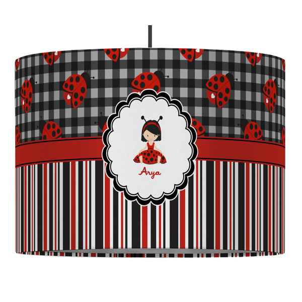 Ladybugs & Stripes 16" Drum Lampshade - PENDANT (Fabric)