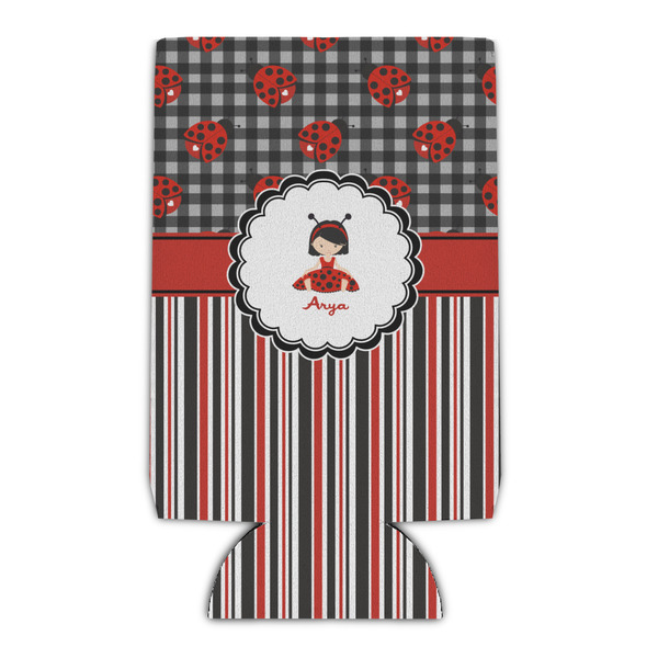 Custom Ladybugs & Stripes Can Cooler (16 oz) (Personalized)