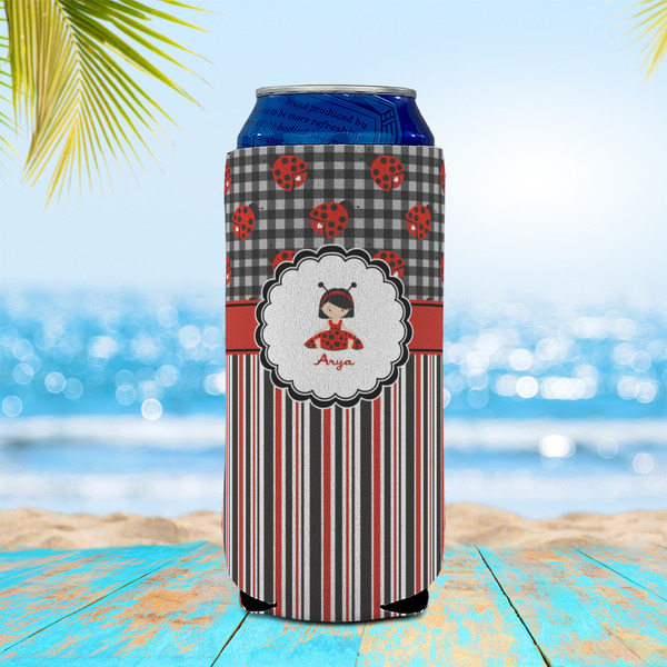 Ladybugs & Stripes 16oz Can Sleeve - LIFESTYLE