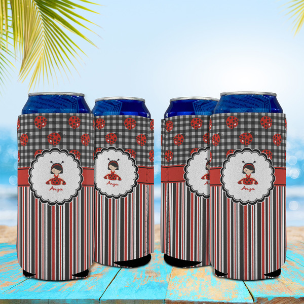 Ladybugs & Stripes 16oz Can Sleeve - Set of 4 - LIFESTYLE