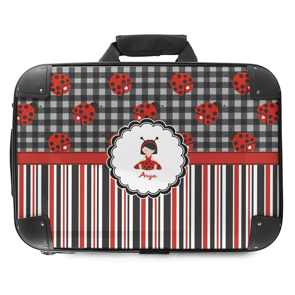 Custom Ladybugs & Stripes Hard Shell Briefcase - 18" (Personalized)
