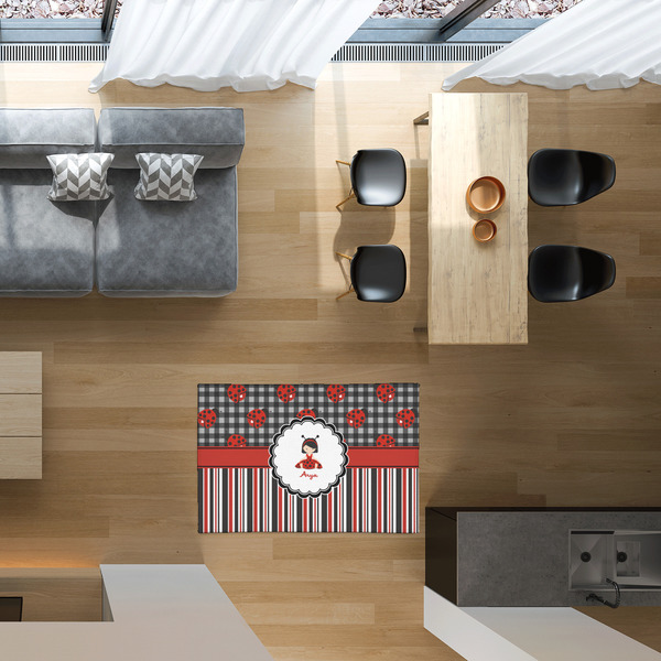 Ladybugs & Stripes 2'x3' Indoor Area Rugs - IN CONTEXT