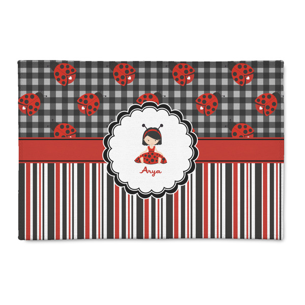 Custom Ladybugs & Stripes 2' x 3' Indoor Area Rug (Personalized)
