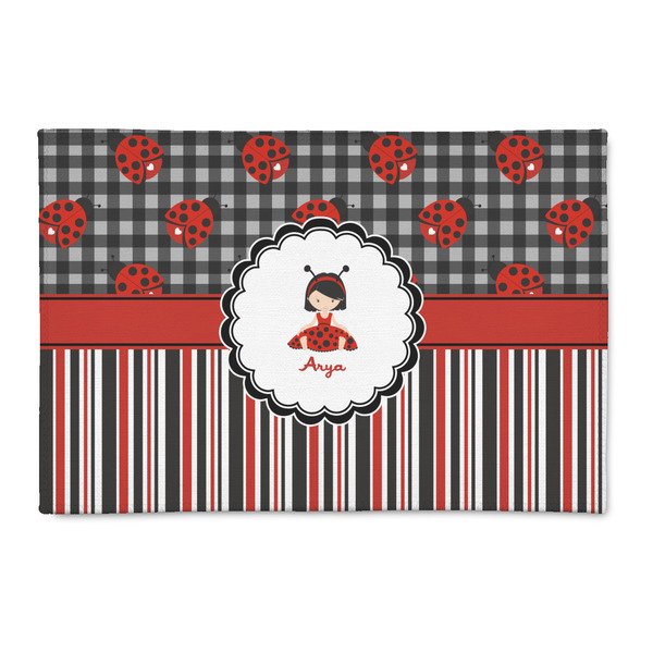 Custom Ladybugs & Stripes 2' x 3' Indoor Area Rug (Personalized)