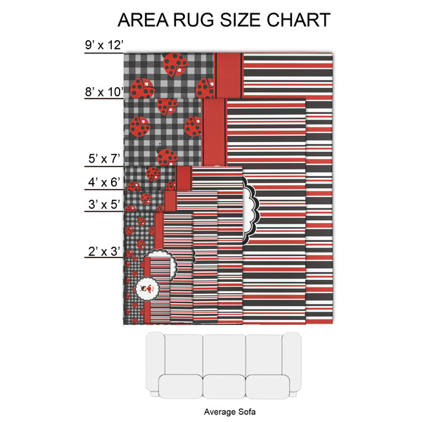 Ladybugs & Stripes 2'x3' Indoor Area Rugs - Size Chart