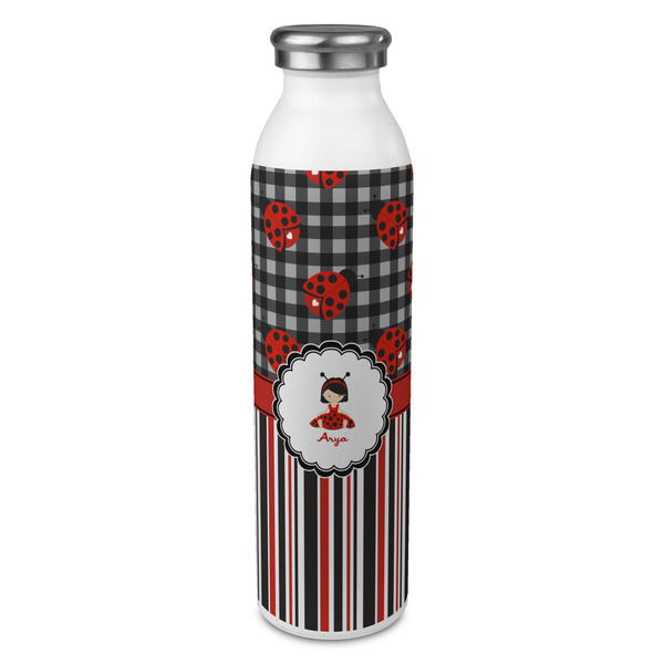 Custom Ladybugs & Stripes 20oz Stainless Steel Water Bottle - Full Print (Personalized)