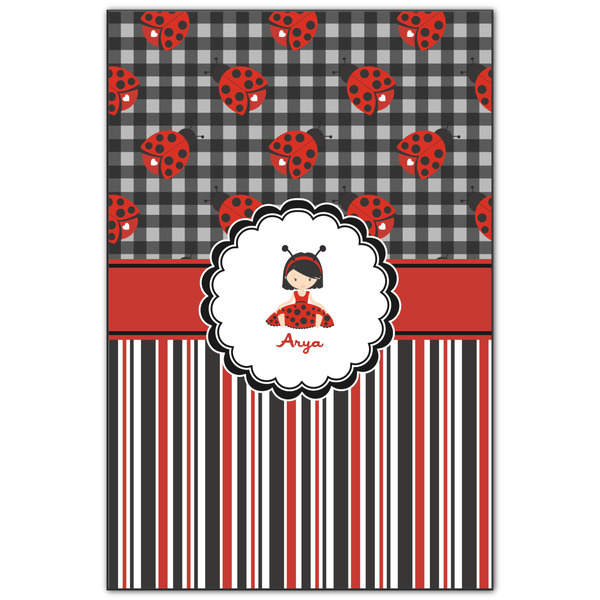 Custom Ladybugs & Stripes Wood Print - 20x30 (Personalized)