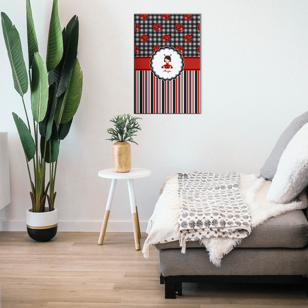 Ladybugs & Stripes 20x30 Wood Print - In Context