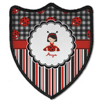 Ladybugs & Stripes Iron On Shield Patch B w/ Name or Text
