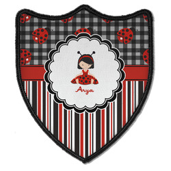 Ladybugs & Stripes Iron On Shield Patch B w/ Name or Text