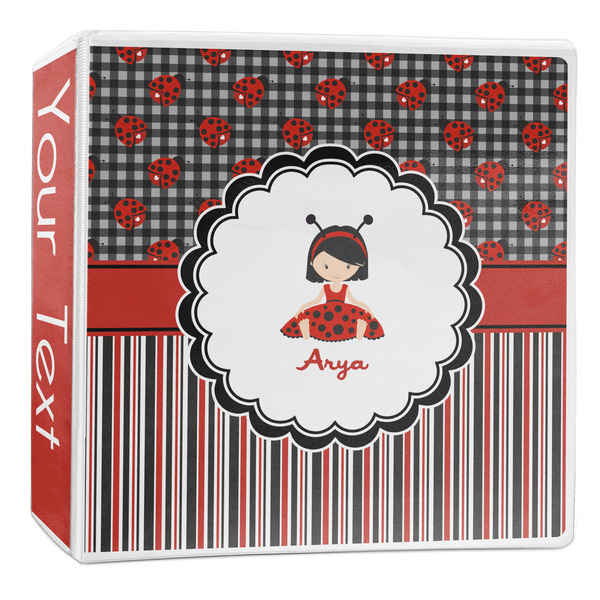 Custom Ladybugs & Stripes 3-Ring Binder - 2 inch (Personalized)
