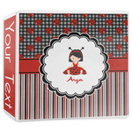 Ladybugs & Stripes 3-Ring Binder - 3 inch (Personalized)