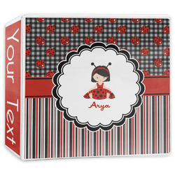 Ladybugs & Stripes 3-Ring Binder - 3 inch (Personalized)