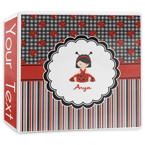 Custom Ladybugs & Stripes 3-Ring Binder - 3 inch (Personalized)