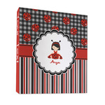 Ladybugs & Stripes 3 Ring Binder - Full Wrap - 1" (Personalized)