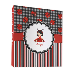 Ladybugs & Stripes 3 Ring Binder - Full Wrap - 1" (Personalized)