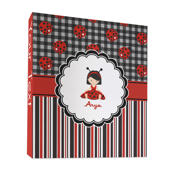 Custom Ladybugs & Stripes 3 Ring Binder - Full Wrap - 1" (Personalized)