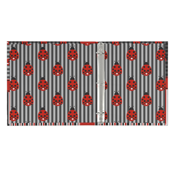 Ladybugs & Stripes 3 Ring Binders - Full Wrap - 1" - OPEN INSIDE