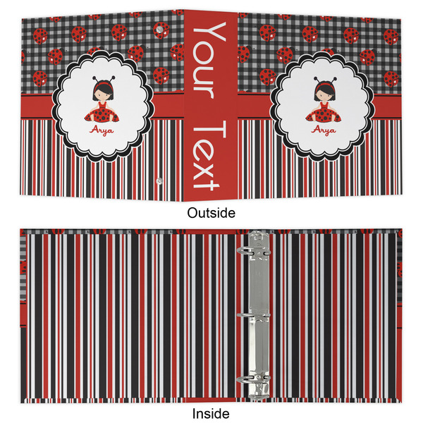 Ladybugs & Stripes 3 Ring Binders - Full Wrap - 2" - APPROVAL