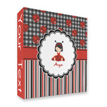 Ladybugs & Stripes 3 Ring Binder - Full Wrap - 2" (Personalized)