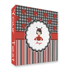 Ladybugs & Stripes 3 Ring Binder - Full Wrap (Personalized)