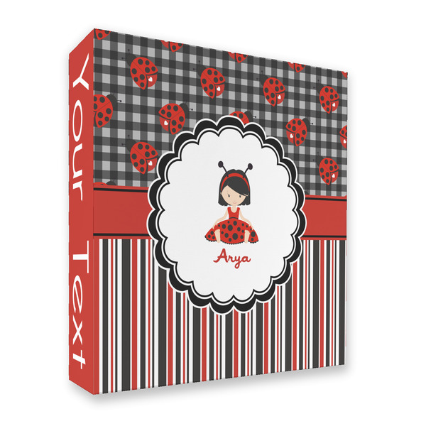 Custom Ladybugs & Stripes 3 Ring Binder - Full Wrap - 2" (Personalized)