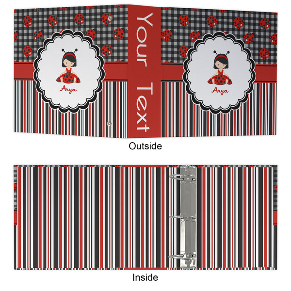 Ladybugs & Stripes 3 Ring Binders - Full Wrap - 3" - APPROVAL