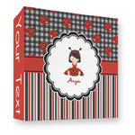 Ladybugs & Stripes 3 Ring Binder - Full Wrap - 3" (Personalized)