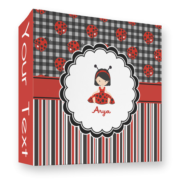 Custom Ladybugs & Stripes 3 Ring Binder - Full Wrap - 3" (Personalized)