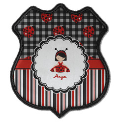 Ladybugs & Stripes Iron On Shield Patch C w/ Name or Text