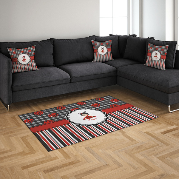 Ladybugs & Stripes 4'x6' Indoor Area Rugs - IN CONTEXT