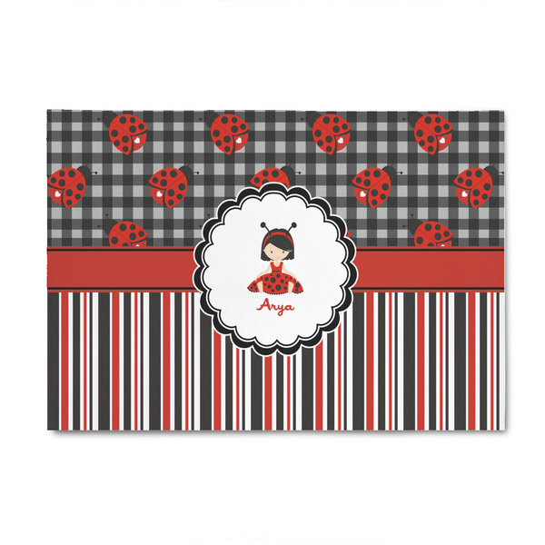 Custom Ladybugs & Stripes 4' x 6' Indoor Area Rug (Personalized)