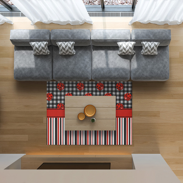 Ladybugs & Stripes 5'x7' Indoor Area Rugs - IN CONTEXT